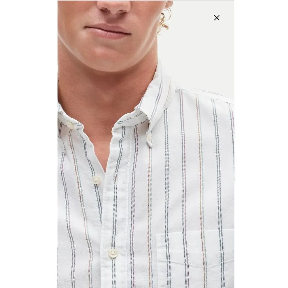 NWOT J. Crew Broken-In Organic Cotton Oxford Shirt Mark White Multi S